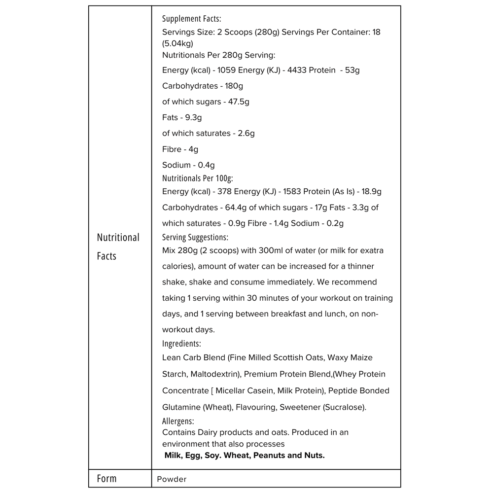 Lean Mass Gainer - Warrior |5 kg – Image 2