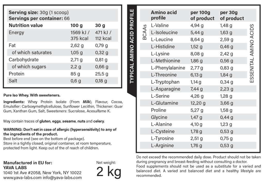 Pure Iso Whey - Yava Labs | 2kg – Image 2