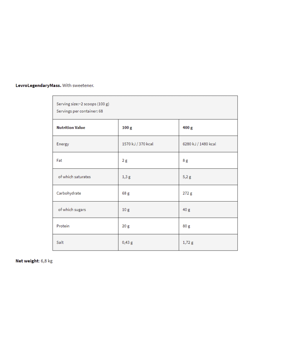 Levro Legendary Mass - Kevin Levrone |7 Kg – Image 2