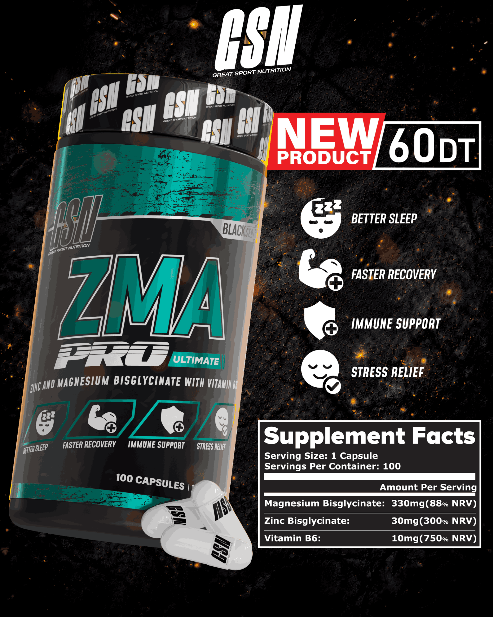 ZMA Pro - Great Sports Nutrition | 100 Capsules – Image 3